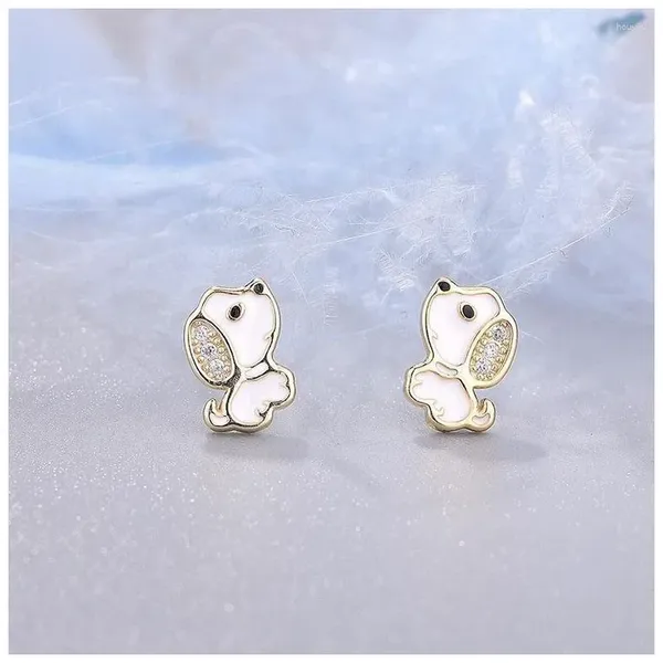 Boucles d'oreilles chien mignon pour enfants filles Zircon Animal oreille enfant mode couleur argent bijoux cadeaux