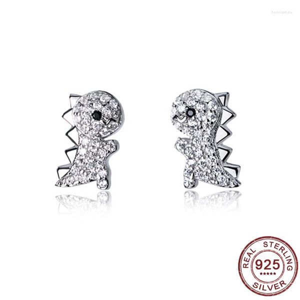 Boucles d'oreilles à tige mignon Dragon boucle d'oreille mode bijoux en argent pur petit dinosaure romantique anniversaire cadeau zircone