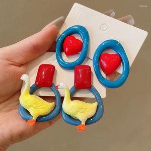Stud -oorbellen schattige eend grappige 3D email hanger voor vrouwelijke meisjes mode sieraden geschenken accessoires