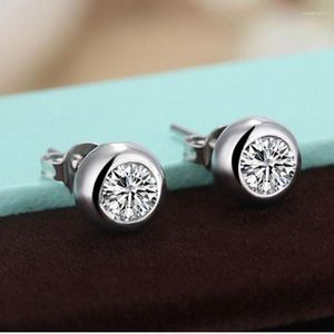 Pendientes de tuerca, bonitos, a la moda, pequeños, redondos, aguja de plata 925 con circonita para mujer, Pendientes antialérgicos que no se desvanecen