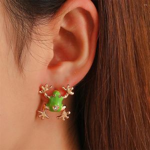 Boucles d'oreilles mignonnes grenouille d'oreille grenouille pour femmes filles coréen dessin animé mode métal métallique en forme d'oreille d'oreille femelle bijoux accessoires