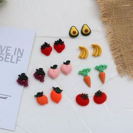 Stud Oorbellen Leuke Fruit Groente Hars Voor Vrouwen Zomer Kers Avocado Citroen Vormige Meisje Oor Sieraden Geschenken