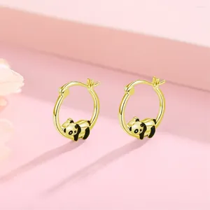 Boucles d'oreilles en forme de Panda pour femme, joli cerceau couleur or, à la mode, tempérament exquis, Animal en émail, bijoux de fête