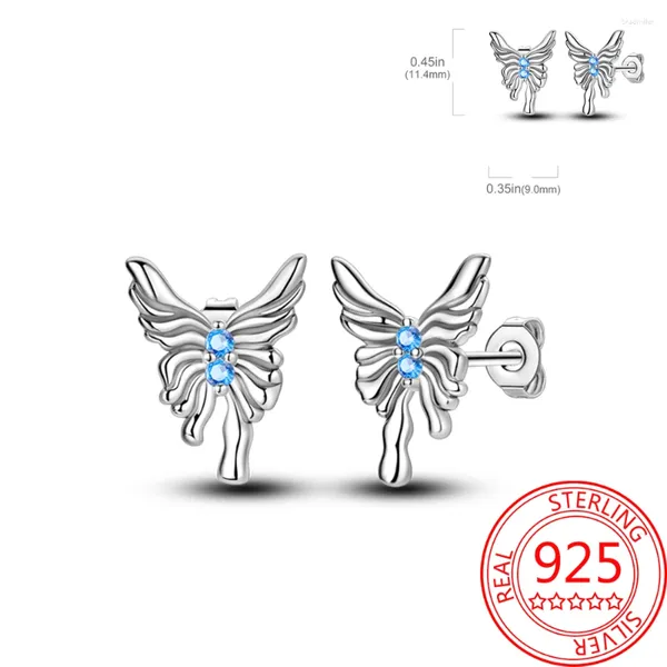 Boucles d'oreilles mignons insectes 925 argent sterling liquide métal métal papillon beaux accessoires de bijoux