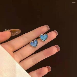 Boucles d'oreilles mignon coréen coeur Bling résine pierre or couleur boucle d'oreille pour les femmes mode bijoux 2023 cadeau Goth