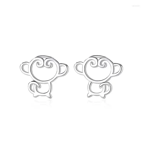 Boucles d'oreilles singe mignon en argent Sterling 925 véritable, bijoux de luxe de haute qualité, beaux petits pour adolescents