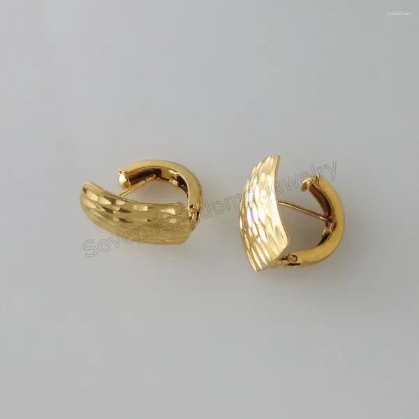 Pendientes de tachuelas Linda pieza ovalada de la superficie lisa tallada 2 tamaños se pueden elegir dimensión 10 mm 14 mm 12 mm 17 mm de oro amarillo con arete con chapato chapado