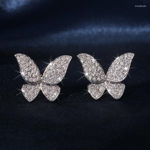 Boucles d'oreilles mignon réel 925 argent aiguille romantique Animal papillon pour filles enfants Mini Anti-allergie cadeau d'anniversaire clous d'oreille