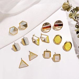 Boucles d'oreilles à tige mignon rond géométrique pour femmes filles mode Simple Triangle forme ovale Vintage oreille bijoux Brincos Pendientes L18