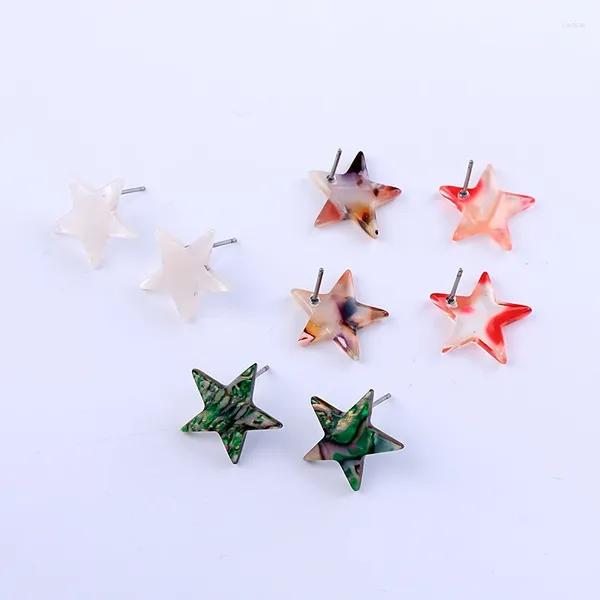 Boucles d'oreilles en forme d'étoile en acrylique pour femmes, Design Simple et mignon, vert/blanc/marron/rouge, bijoux faits à la main, charmant, cadeau de Date