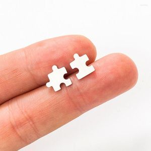 Stud -oorbellen Leuke kleine kleine asymmetrische ongebruikelijke puzzelstuk Puzzelstuk kraakbeen oorbuien Piercing roestvrij staal voor vrouwen