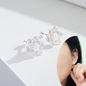 Stud-oorbellen schattig zoet puur 925 sterling zilveren lotus bloem water-lelie voor vrouwen meisjes kinderen sieraden orecchini aros aretes