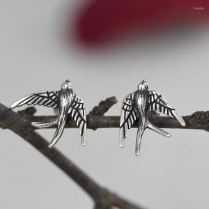 Stud -oorbellen schattige vintage zwaluwvorm kleine sieraden 2022 etnische 925 sterling zilveren vogel piercing voor vrouwen eh014