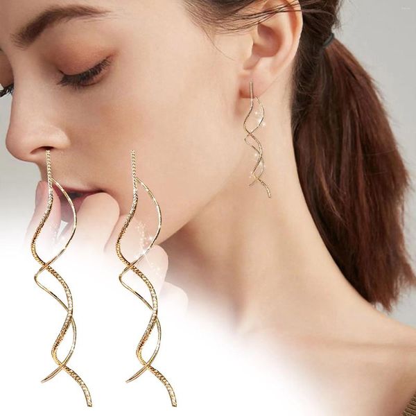 Pendientes de tuerca con borla ondulada, alambre para oreja para chicas adolescentes, piercing minimalista, a la moda