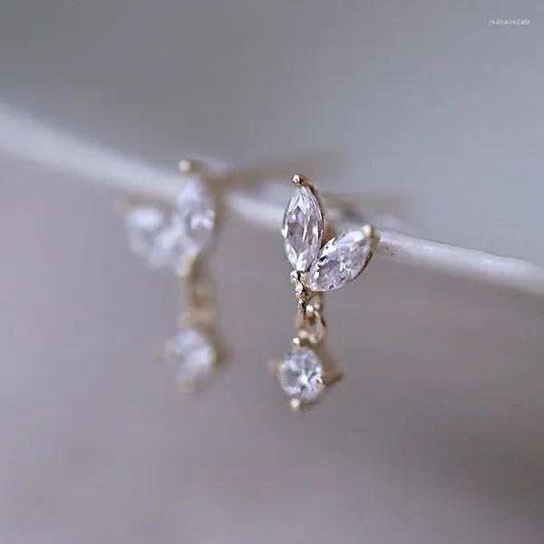 Boucles d'oreilles en forme de feuille de fille Y2k pour femmes, Piercing Lobe en cristal brillant, accessoires d'oreille, bijoux cadeaux de noël KDE012