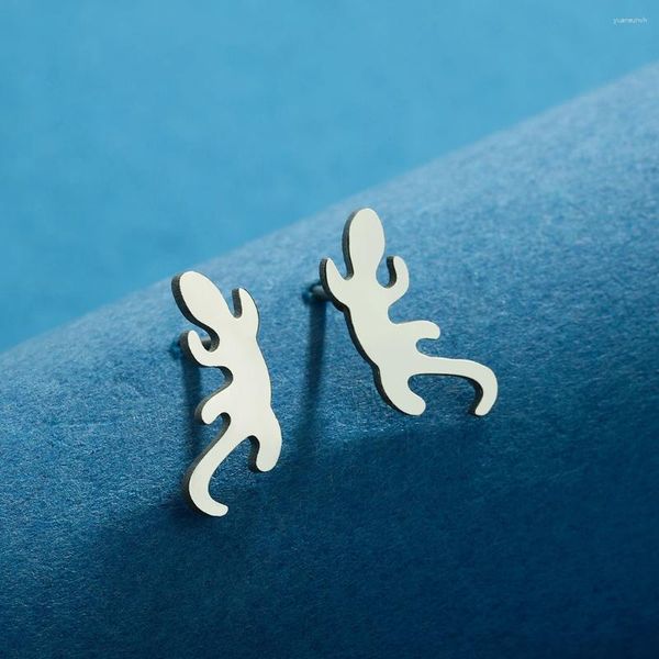 Boucles d'oreilles Cxwind Simple Laser mode boucle d'oreille en acier inoxydable étoiles filantes en forme de Gecko céleste étude cadeau d'anniversaire