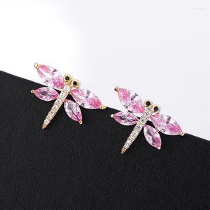 Stud -oorbellen Cytheria Luxe delicate roze Crystal Rhinestone Dragonfly For Women Party Jewelry Gifts