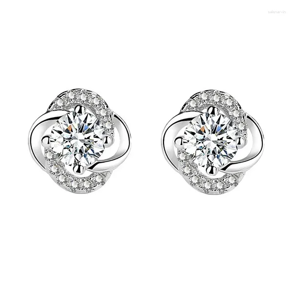 Ohrstecker D Farbe 50 Punkt Moissanit Diamant mit Zertifikat Vierblättriges Kleeblatt Mode 925 Sterling Silber Schmuck Geschenke