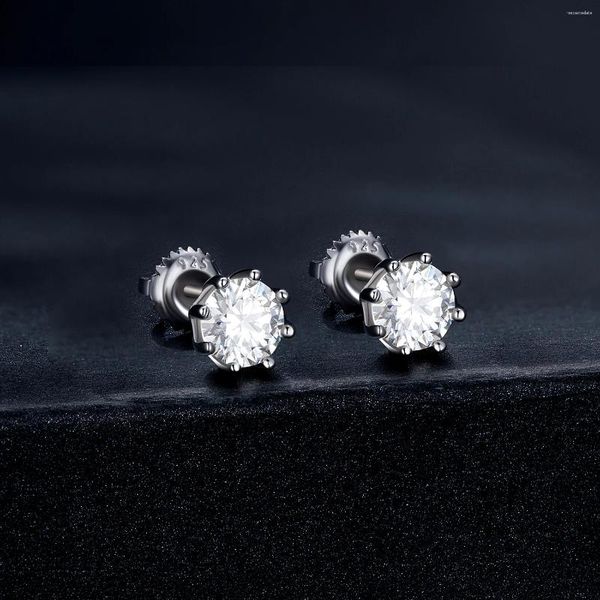 Boucles d'oreilles D coloré vvs1 ex Mossstone S925 Brilliant Round Cut Lab Diamond Platinum plaqué pour l'anniversaire de fiançailles des femmes