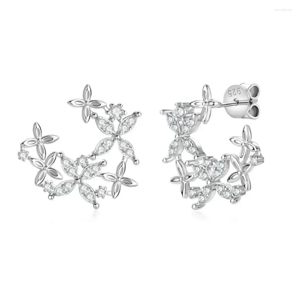 Pendientes de tuerca D Moissanite para niñas, Plata de Ley 925, chapado en oro de 14k, accesorios de trébol de cuatro hojas, joyería para mujer