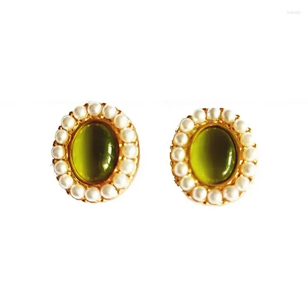 Boucles d'oreilles D010 Fashion Golden Pearl Yellow Stone Set Oreing Boucle Femme Bijoux High Quality