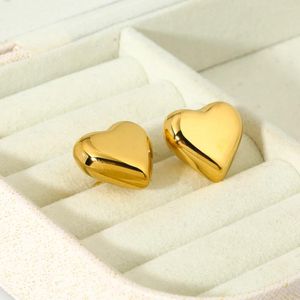 Boucles d'oreilles en forme de cœur, 19mm, étanche, en acier inoxydable, métal, couleur or, lisse, belle, bijoux à la mode, cadeau