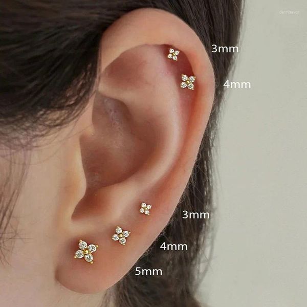 Boucles d'oreilles étalon fleur délicate pour les femmes Piercing Ring du cartilage d'oreille mignon zircon gold couleur bijoux esthétique des femmes Gift KCE038