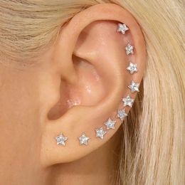 Boucles d'oreilles Mini étoile délicate pour femmes, Piercing d'oreille, couleur or, Zircon, Lobe plat empilable, bijoux à la mode E372
