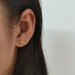 Boucles d'oreilles à tige délicate ronde Mini mignon plaqué or 925 aiguille en argent Style coréen boule boucle d'oreille cadeau durable rétention de couleur