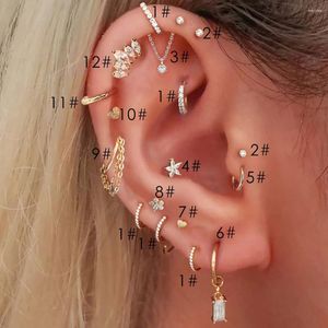 Stud Oorbellen Daith Oor Piercing vrouwen Tragus Kwab Orbitale Opknoping Segment Clicker Septum Ring Met Ketting Kraakbeen Sieraden