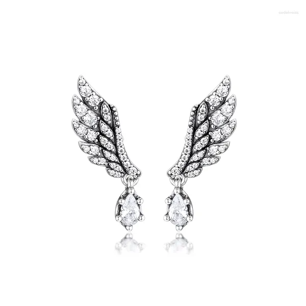 Boucles d'oreilles pendantes aile d'ange boucle d'oreille 925 en argent Sterling boucles d'oreilles en cristal clair pour les femmes Bijoux fins cadeau Brincos Bijoux Femme