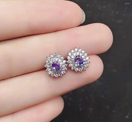 Boucles d'oreilles étouffantes tanzanite en argent 3 mm 4 mm naturel mignon 925 pour usure quotidienne