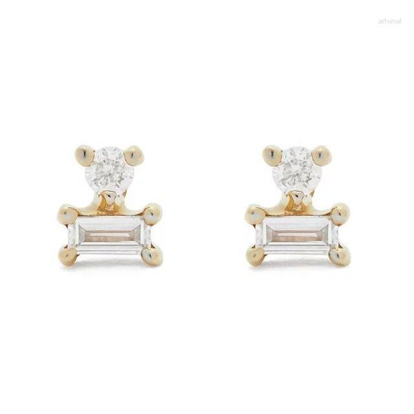 Boucles d'oreilles délicates en argent Sterling 925, minimaliste, carré délicat, mode pour femmes et filles, Mini bijoux géométriques pavés en Cz