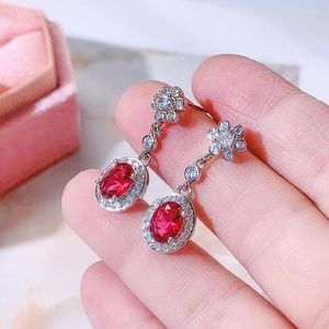 Boucles d'oreilles à tige délicate princesse coupe marquise zircone ensemble femme rouge pierre précieuse longue goutte fiançailles mariage cristal