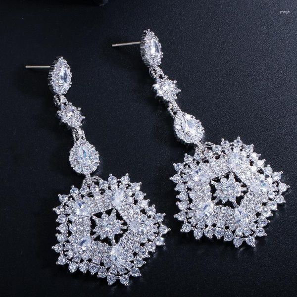 Pendientes de tuerca DEM49, cristal largo de alta calidad a la moda para mujeres hermosas, joyería nupcial