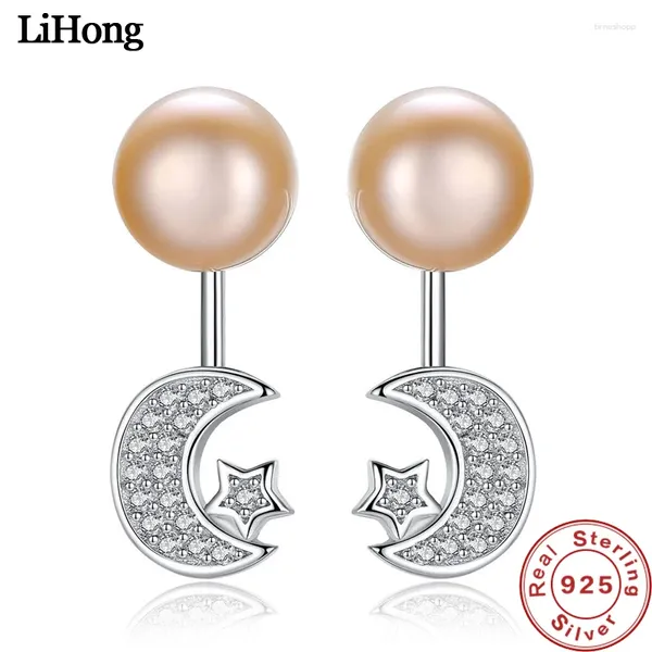 Conception de boucles d'oreilles 925 Stars Silver Stars Moon Natural Pearl Fashion Fashion Women's Decorations Wholesale