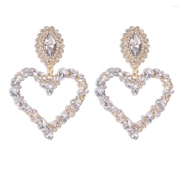 Boucles d'oreilles Design brillant cristal strass coeur pendentif pour femmes bijoux mode déclaration accessoires en gros