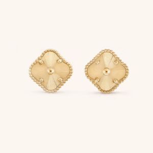 Moules d'oreilles concepteurs pour femmes 925 aiguille en argent sterling 15 mm de large mère de perle onyx 4 trèfle à quatre feuilles boucles d'oreille 18k bijoux féminine féminine