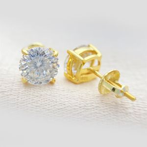 Pendientes de tuerca de diseñador para mujer, probador de diamantes vvs, pendientes de moissanita de plata de ley 925, corte circular de nido de pájaro, pendiente para hombre, regalo de joyería de lujo de hip hop