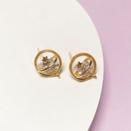 Boucles d'oreilles à clous en argent 925 incrusté de Zircon, accessoires de bricolage, bijoux ronds à cinq branches