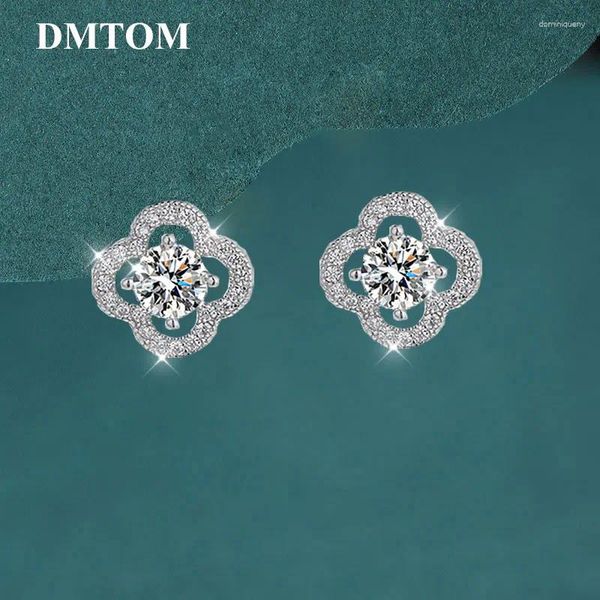 Pendientes DMTOM S925 de plata esterlina Moissanite 0.5ct diamante tornillo gota pendiente D para mujeres boda fiesta joyería fina regalo