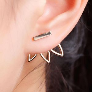 Stud -oorbellen Doreenbeads Vintage Lotus Metal Bar Fashion Ear Jacket Woman Sieraden Goudkleur / Doffe zilver 1 PC