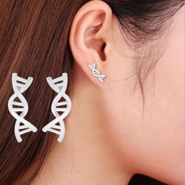 Stud -oorbellen dubbele mode creatief DNA vreemde sieraden chemie moleculaire persoonlijkheid eenvoudig