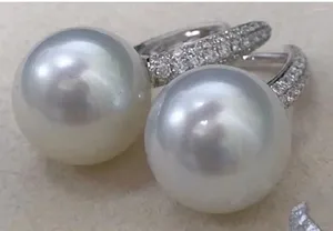 Boucles d'oreilles Doubles perles magnifiques Japon Akoya Round 11-12 mm Perles blanches 925