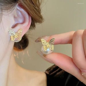 Boucles d'oreilles papillon Double face pour femmes, bijoux légers de luxe, mode française, simples