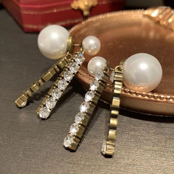 Pendientes de tachuelas Perla de doble cara Super Sparkle Elegante