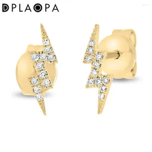 Pendientes DPLAOPA de Plata de Ley 925 con doble rayo, pendiente con forma de perno CZ para mujer, joyería de buenos de lujo 2024, Clips de joyas Punk Rock