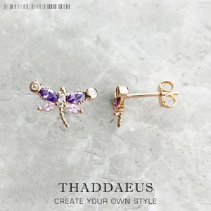 Boucles d'oreilles libellule avec pierres, bijoux fins de Style européen pour femmes, cadeau mignon d'été en argent Sterling 2023, 925