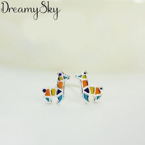 Boucles d'oreilles DreamySky marque oreille bijoux 925 en argent Sterling déclaration colorée pour les femmes cerf Femme cadeaux Brincos