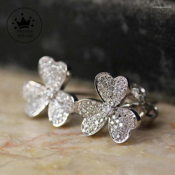 Pendientes DRlove precioso pendiente de 3 pétalos para mujer deslumbrante cristal circón diseño elegante regalo elegante chica versátil